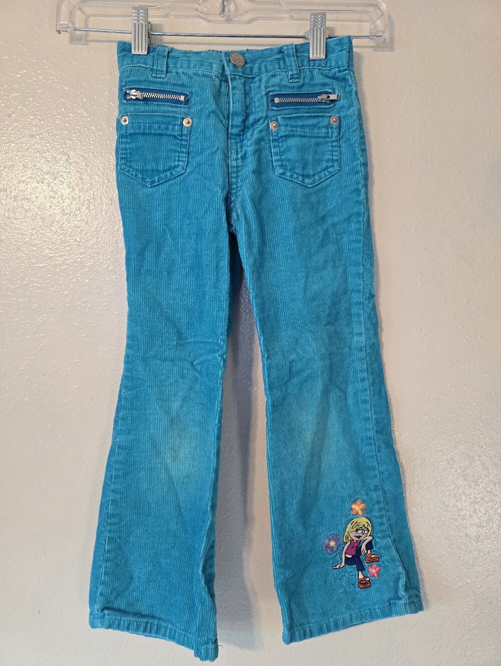 Vintage Y2K Lizzie McGuire Disney "Seriously Cool" Teal Corduroy Girls Sz 5 Pant